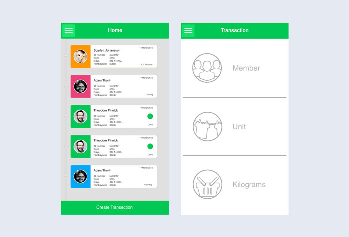Apique Laundry application screen
